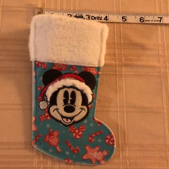 Mickey Mouse Christmas Stocking (mini size).  Teal peach tone accent design. - Picture 7 of 7